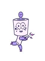 stretching upp animering av Lycklig tecknad serie robot med avlägsen kontrollera video