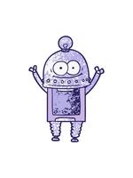 ändring Färg animering av Lycklig robot med ljus Glödlampa video