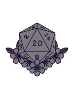 neon ljus effekt animering av d20 tärningar rulla med blommig element video