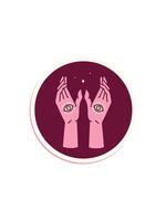 starburst effekt animering av handflatan läsning tecken i ljus glöd Färg video