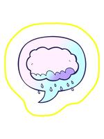 radioactive glowing animation of rain cloud with speech bubble in smooth gradient style video