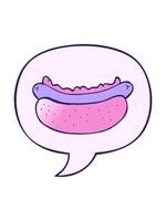 Filatura movimento animazione di cartone animato hot dog con discorso bolla nel liscio pendenza stile video