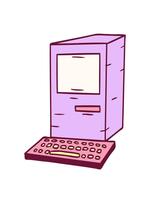 stretching upp animering av hand dragen tecknad serie klotter av en dator och tangentbord i ljus glöd Färg video