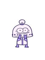 bob and pause animation of happy robot with light bulb drawing video