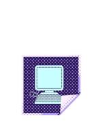 stiga och flyta animering av dator med mus och skärm fyrkant peeling klistermärke video