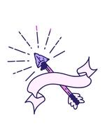 kraft upp animering av skrolla baner med tatuering stil gammal flinta dricks pil video