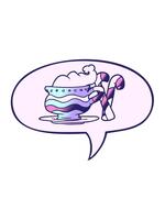 vicka rörelse animering av tecknad serie jul kakao med godis käppar med Tal bubbla i slät lutning stil video