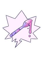 pixelize effect animation of cartoon spoonful of honey with speech bubble in smooth gradient style video