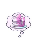 scissione effetto animazione di cartone animato pila di Pancakes con pensato bolla nel liscio pendenza stile video