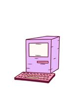 rise and float animation of hand drawn cartoon doodle of a computer and keyboard in bright glow color video