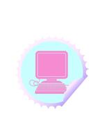 stiga och flyta animering av dator med mus och skärm cirkulär peeling klistermärke video