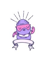 vicka och paus animering av skrolla baner med tatuering stil skäggig man böjning bicep video