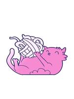 guppa och paus animering av tecknad serie katt spelar med boll av sträng video