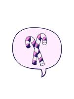 salire e galleggiante animazione di cartone animato caramella canne con discorso bolla nel liscio pendenza stile video