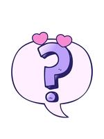 spinning hjärtan animering av tecknad serie fråga mark med Tal bubbla i slät lutning stil video