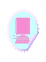 stretching upp animering av dator med mus och skärm cirkulär peeling klistermärke video