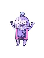 vicka och paus animering av Lycklig robot med ljus Glödlampa video