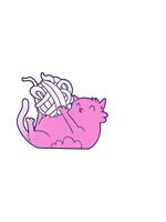 vågrätt vibrerande animering av tecknad serie katt spelar med boll av sträng video