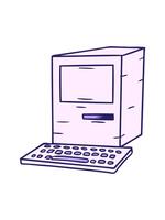 Filatura movimento animazione di mano disegnato pendenza cartone animato scarabocchio di un' computer e tastiera video