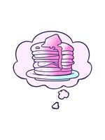 popping rörelse animering av tecknad serie stack av pannkakor med trodde bubbla i slät lutning stil video