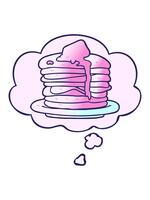 skakning rörelse animering av tecknad serie stack av pannkakor med trodde bubbla i slät lutning stil video