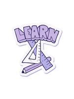 ändring Färg animering av klistermärke av en tecknad serie penna och linjal under lära sig symbol video