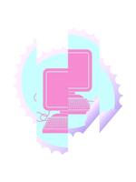 delning rörelse animering av dator med mus och skärm cirkulär peeling klistermärke video