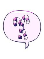 kraft upp animering av tecknad serie godis käppar med Tal bubbla i slät lutning stil video