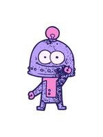 bobbande rörelse animering av en Lycklig robot med ljus Glödlampa video