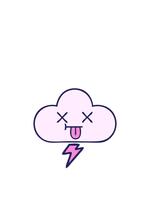 rise and float animation of gradient shaded cartoon of a thunder cloud video