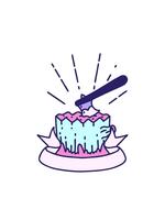 stiga och flyta animering av skrolla baner med tatuering stil yxa i träd stubbe video