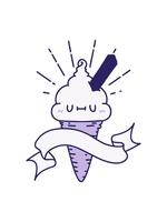 ändring Färg animering av skrolla baner med tatuering stil is grädde karaktär video