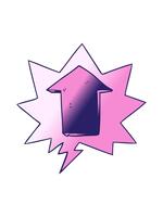 spinning rörelse animering av tecknad serie pekande pil med Tal bubbla i slät lutning stil video