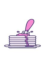 guppa och paus animering av en stack av gott pannkakor droppande med Smör video