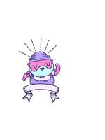 vågrätt vibrerande animering av en skrolla baner med tatuering stil skäggig man böjning bicep video