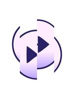 splitting motion animation of gradient shaded cartoon of a fast forward button video