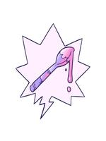 allungamento su animazione di cartone animato cucchiaio di miele con discorso bolla nel liscio pendenza stile video