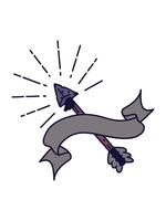 neon light effect animation of scroll banner with tattoo style old flint tip arrow video