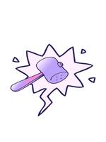 peso e pausa animazione di cartone animato maglio con discorso bolla nel liscio pendenza stile video