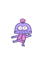 prumo e pausa animação do feliz desenho animado robô com luz lâmpada video