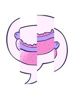 divisão movimento animação do desenho animado cachorro quente com discurso bolha dentro suave gradiente estilo video