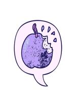 stretching upp animering av tecknad serie färsk Bitten äpple med Tal bubbla i retro textur stil video