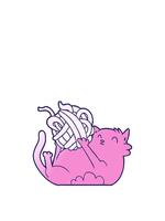 stiga och flyta animering av tecknad serie katt spelar med boll av sträng video