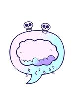 spinning skulls animation of rain cloud with speech bubble in smooth gradient style video