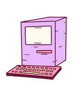 vicka rörelse animering av hand dragen tecknad serie klotter av en dator och tangentbord i ljus glöd Färg video