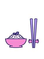 guppa och paus animering av en japansk ris i mönstrad skål med ätpinnar video