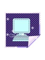 glitter effekt animering av dator med mus och skärm fyrkant peeling klistermärke video