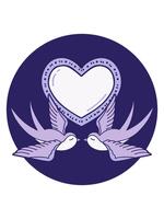 mutevole colore animazione di cartone animato stile Immagine di rondini e un' cuore video