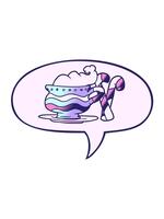 vibrante movimento animazione di cartone animato Natale cacao con caramella canne con discorso bolla nel liscio pendenza stile video