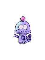 starburst effekt animering av Lycklig robot med ljus Glödlampa tecknad serie element video